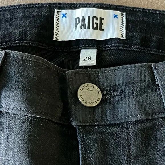 🆕 PAIGE VERDUGO ANKLE BLACK JEANS - Sterling Dark Coated- Size 28