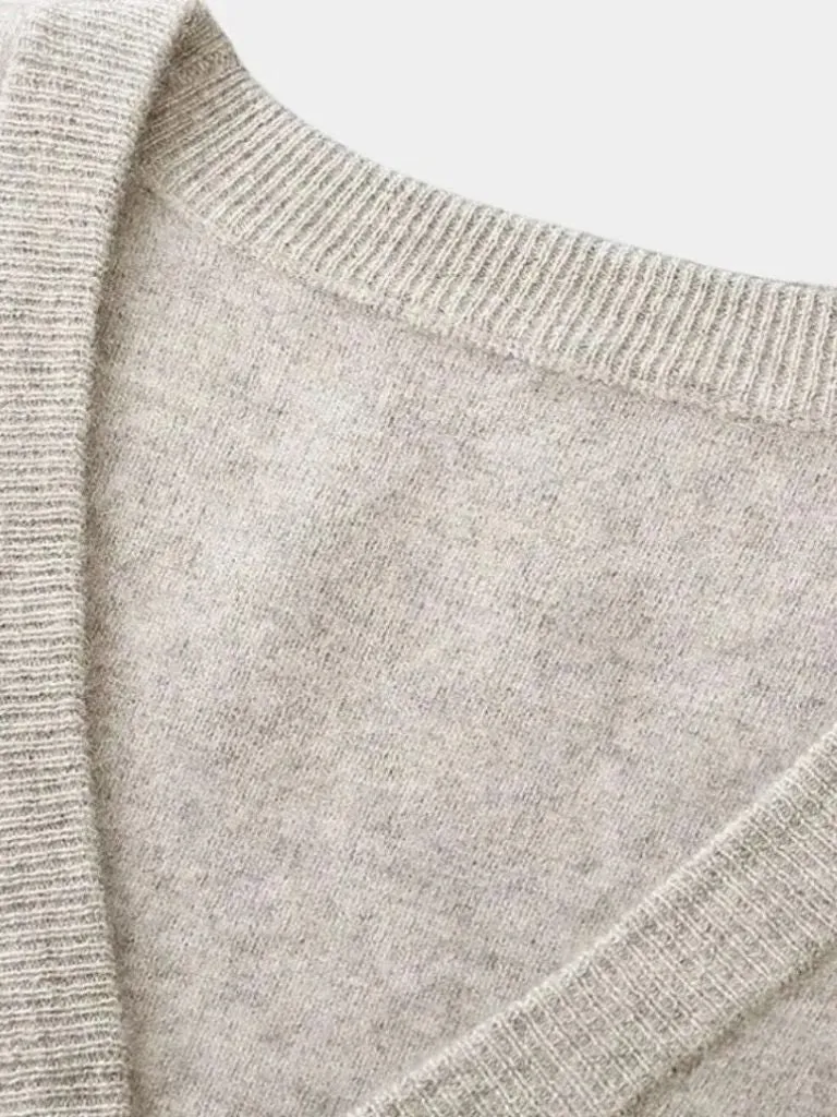 100% Merino Wool V Neck Knitwear Cardigan Sweater - Cross & Crown
