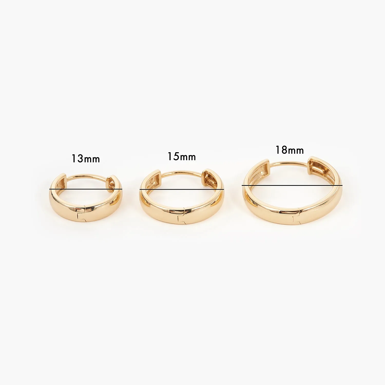 13mm 14K Gold Bold Huggie Hoops Earrings