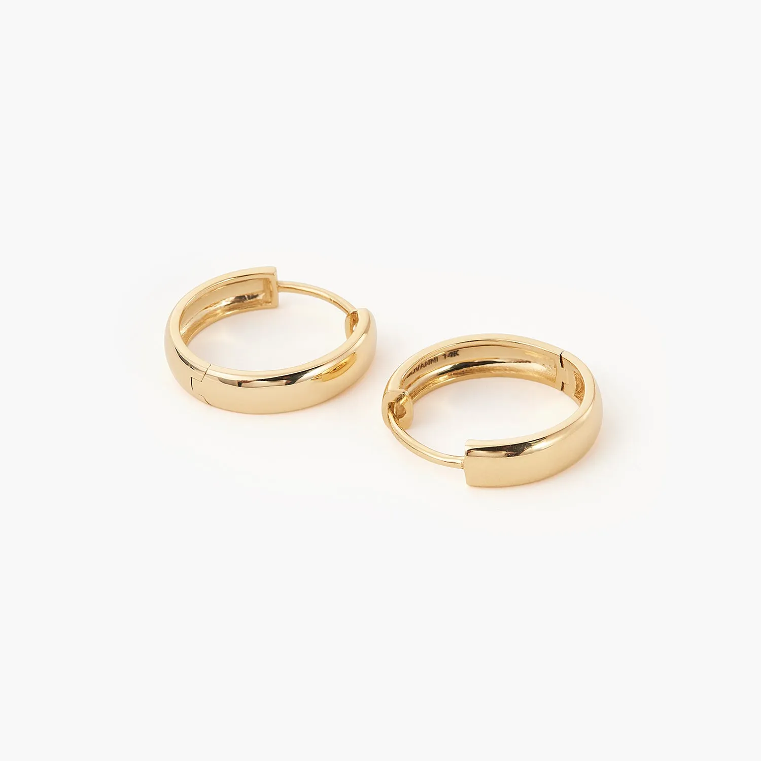 13mm 14K Gold Bold Huggie Hoops Earrings