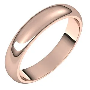 14K Rose 4 mm Half Round Band Size 6