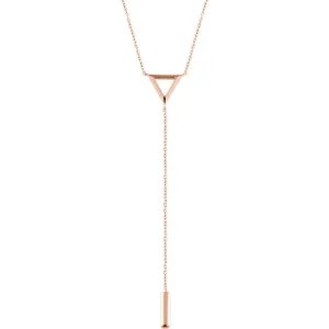14K Rose Triangle & Bar Y 16-18" Necklace