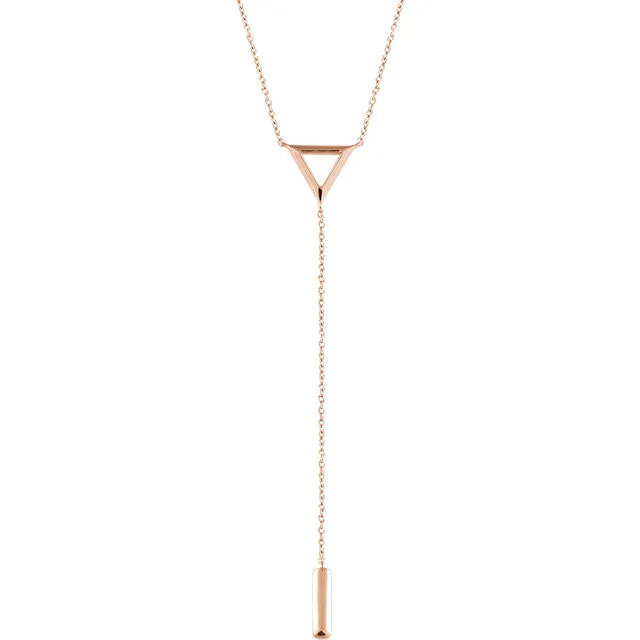 14K Rose Triangle & Bar Y 16-18" Necklace