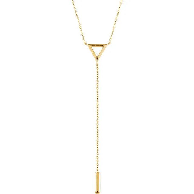 14K Rose Triangle & Bar Y 16-18" Necklace