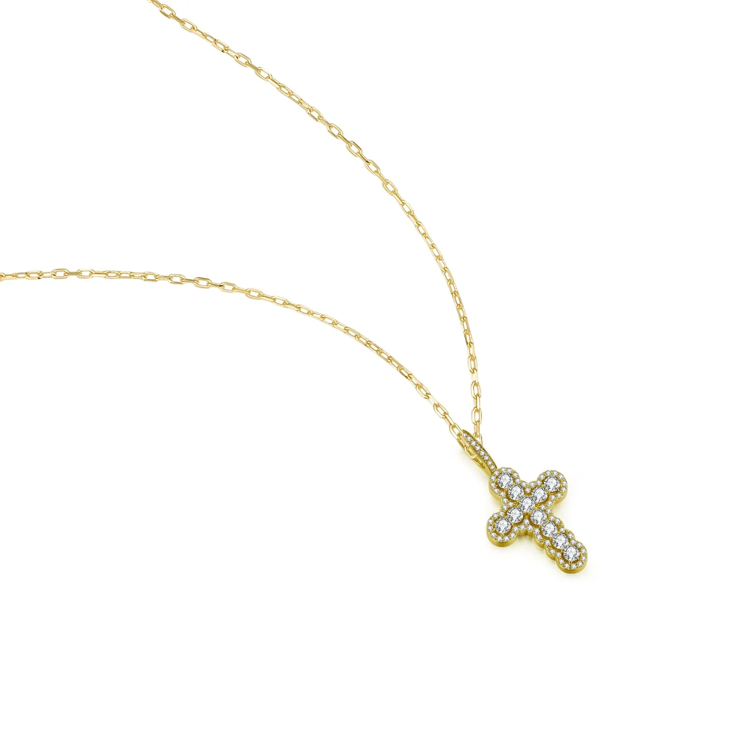 14K Solid Gold Cross Necklace Exclusively Handcrafted 3.623Carat Natural Diamond (H-F Color, VS1-VS2 Clarity)