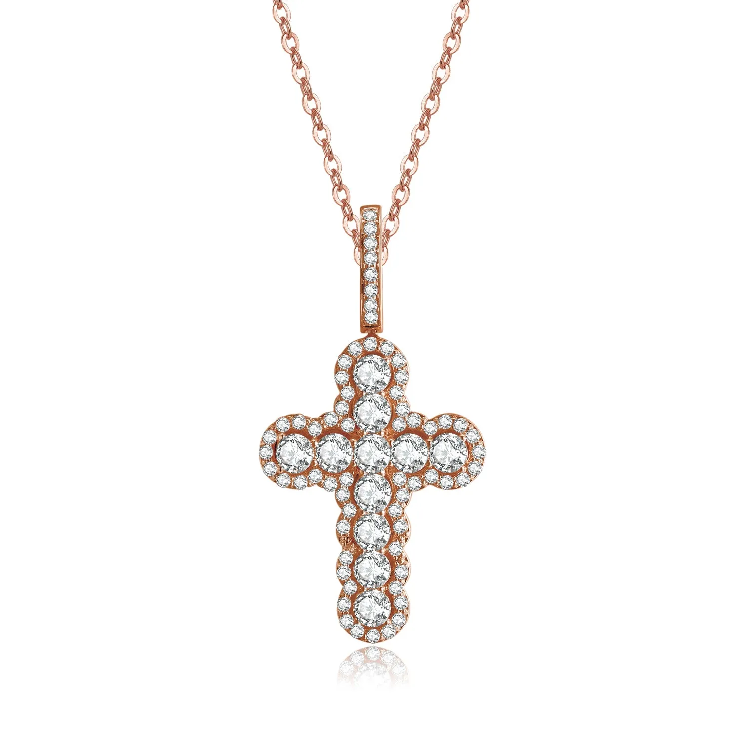 14K Solid Gold Cross Necklace Exclusively Handcrafted 3.623Carat Natural Diamond (H-F Color, VS1-VS2 Clarity)