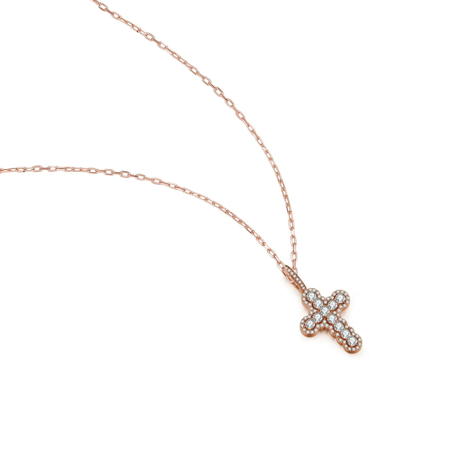 14K Solid Gold Cross Necklace Exclusively Handcrafted 3.623Carat Natural Diamond (H-F Color, VS1-VS2 Clarity)