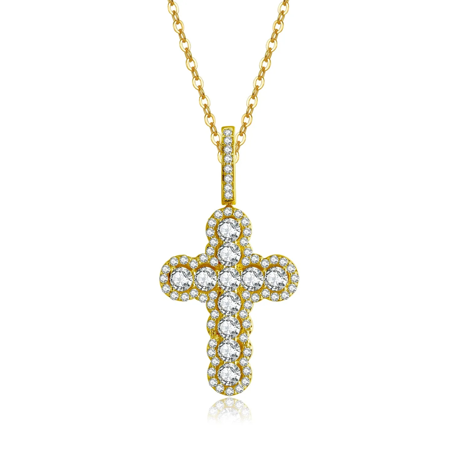 14K Solid Gold Cross Necklace Exclusively Handcrafted 3.623Carat Natural Diamond (H-F Color, VS1-VS2 Clarity)
