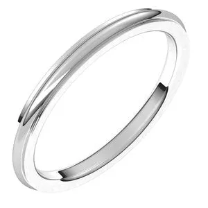 14K White 2 mm Comfort Fit Edge Band Size 5.5