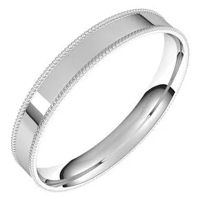 14K White 3 mm Milgrain Flat Comfort Fit Band Size 5