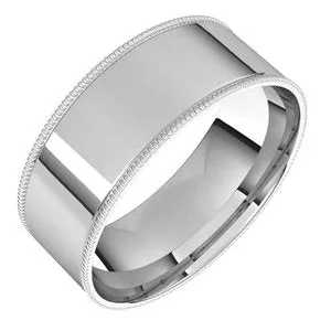 14K White 7 mm Milgrain Flat Comfort Fit Band Size 6