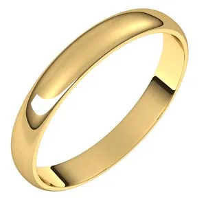 14K Yellow 3 mm Half Round Ultra-Light Band Size 6.5