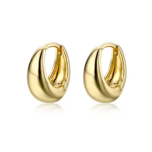 18K Gold-Plated Ellipse Huggie Earrings