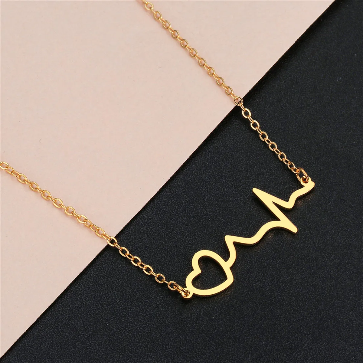 18K Gold-Plated Heartbeat Pendant Necklace