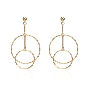 18K Gold-Plated Layered Circle Drop Earrings