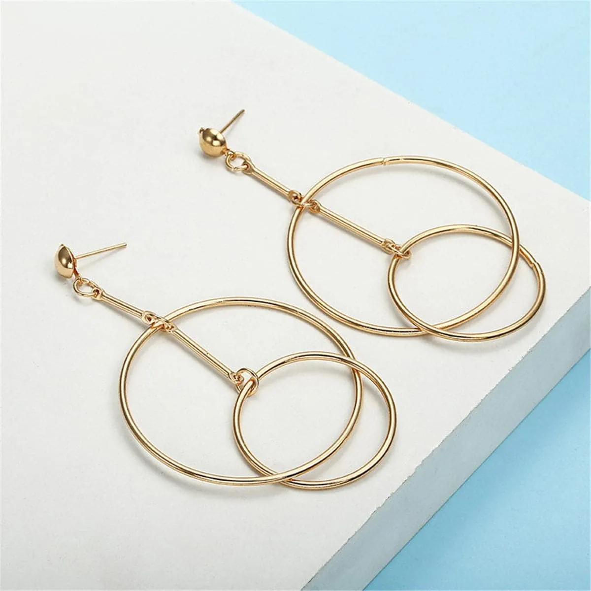 18K Gold-Plated Layered Circle Drop Earrings