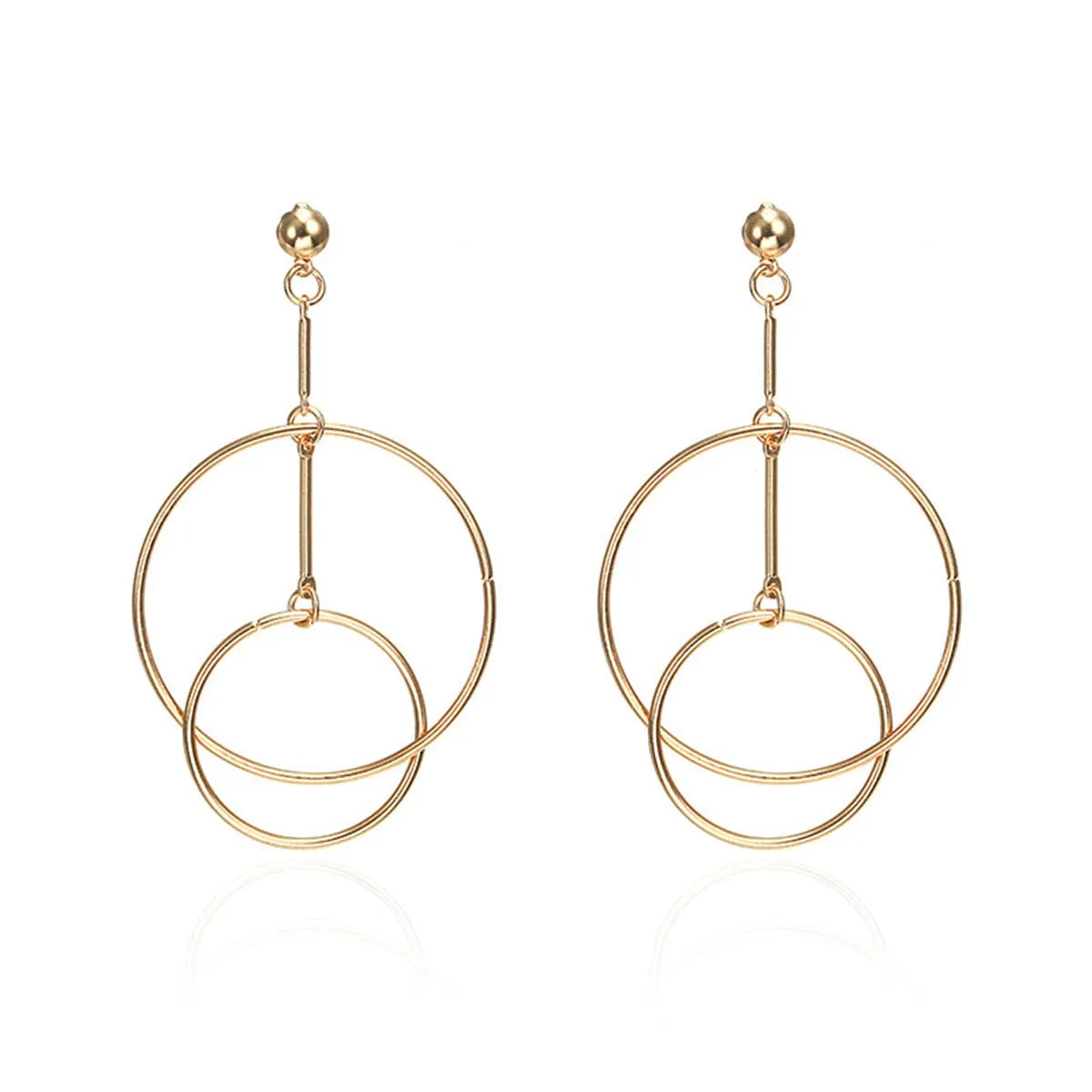 18K Gold-Plated Layered Circle Drop Earrings