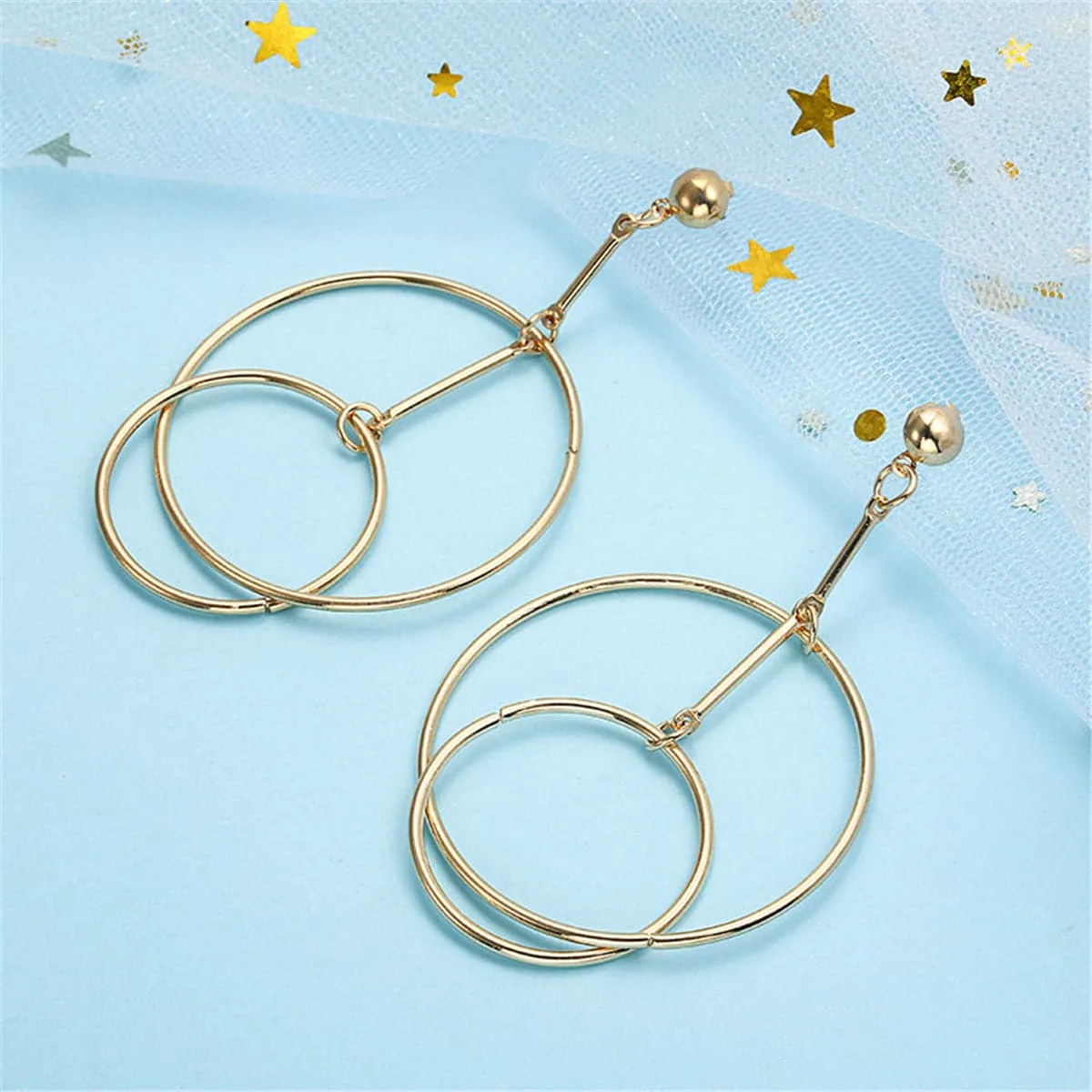 18K Gold-Plated Layered Circle Drop Earrings