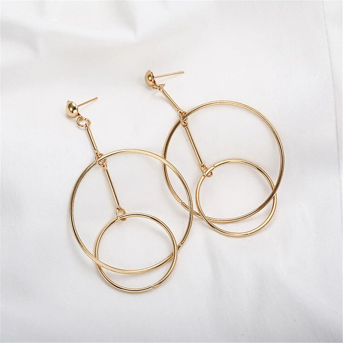 18K Gold-Plated Layered Circle Drop Earrings