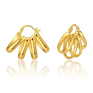 18K Gold-Plated Oval Cluster Huggie Earrings