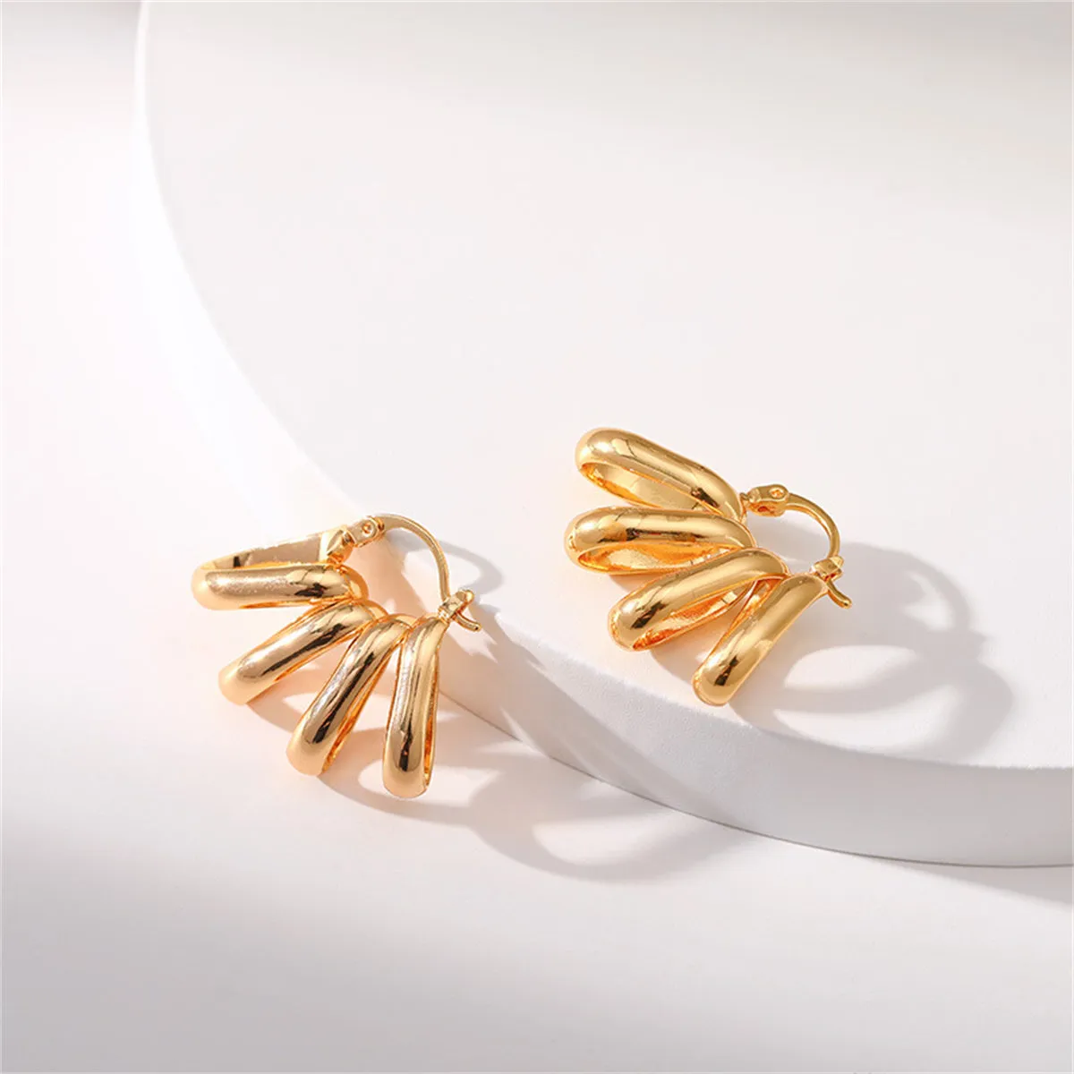 18K Gold-Plated Oval Cluster Huggie Earrings