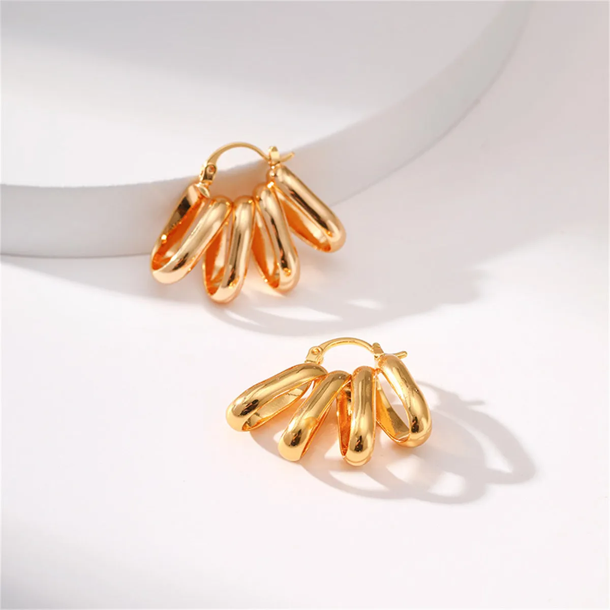 18K Gold-Plated Oval Cluster Huggie Earrings