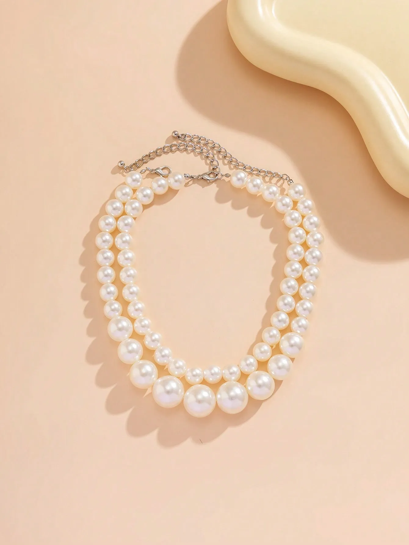 2pcs/set Elegant Irregular Pearl Beaded Necklace Set