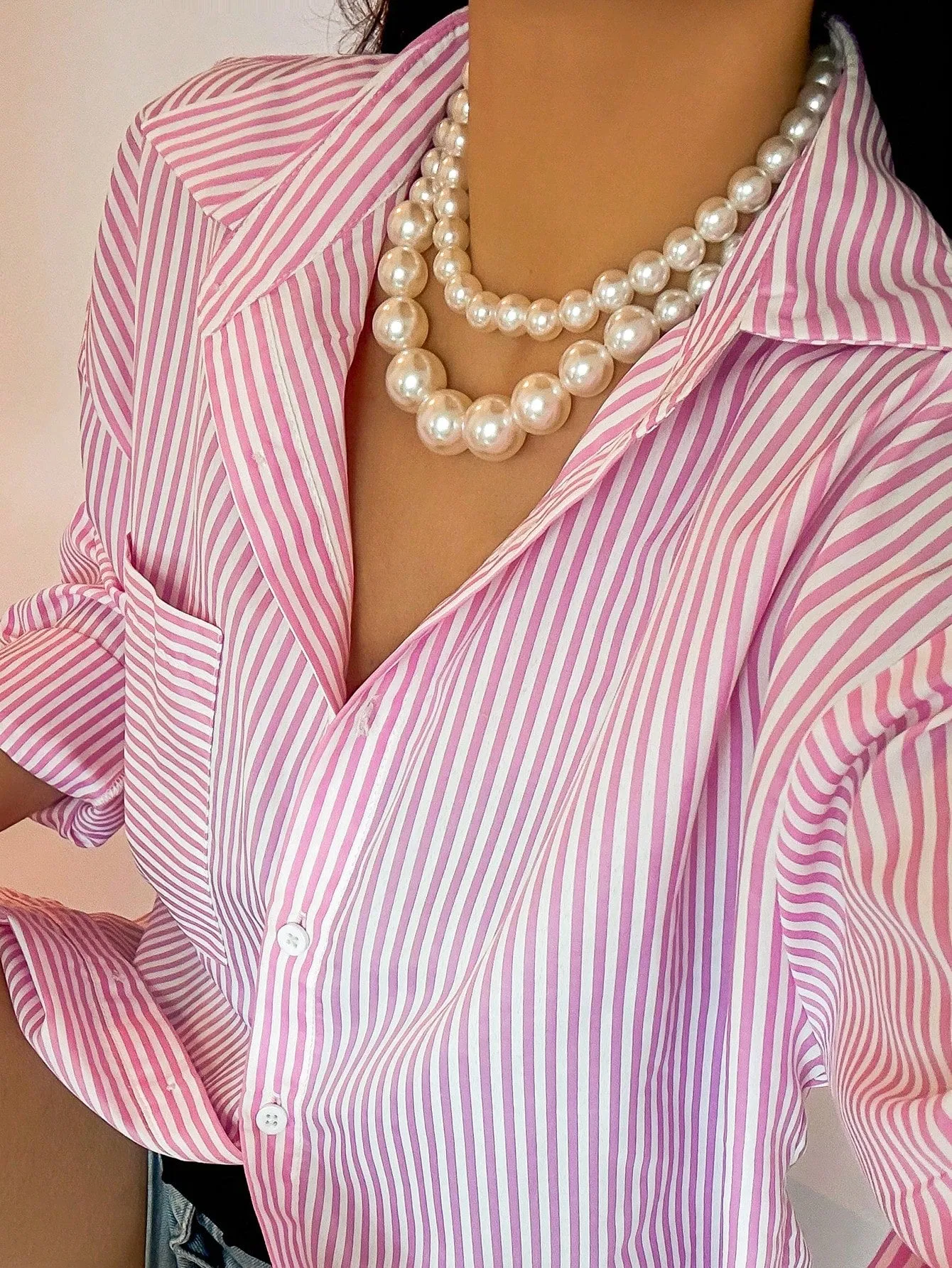 2pcs/set Elegant Irregular Pearl Beaded Necklace Set
