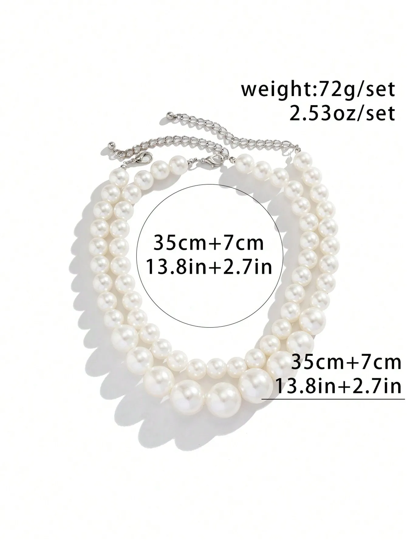 2pcs/set Elegant Irregular Pearl Beaded Necklace Set