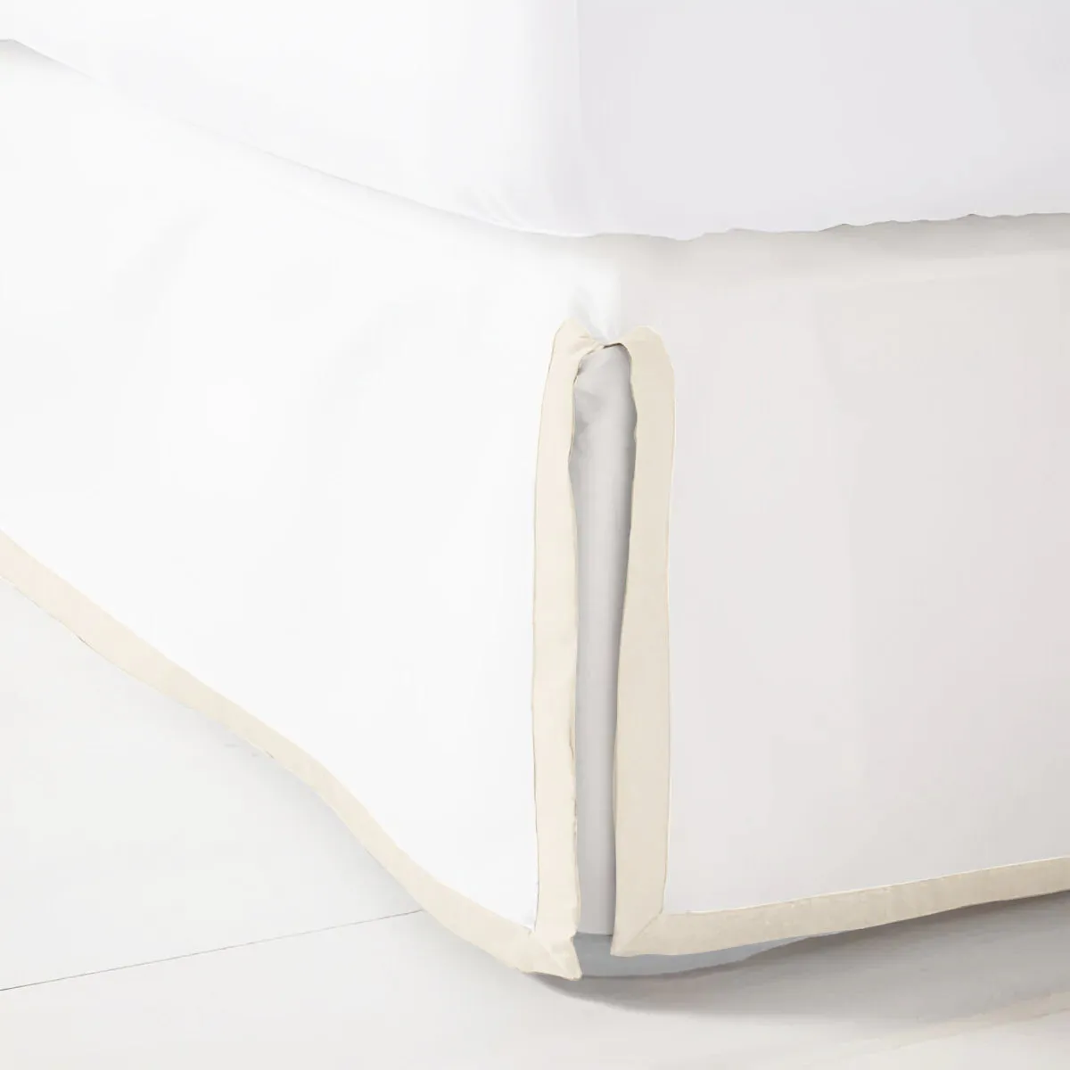 400TC Sateen Solid Cotton Border Frame Tailored Bed Skirt