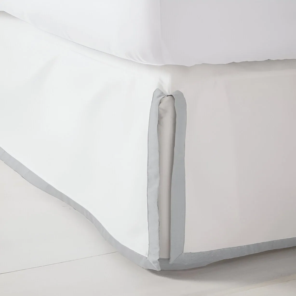 400TC Sateen Solid Cotton Border Frame Tailored Bed Skirt