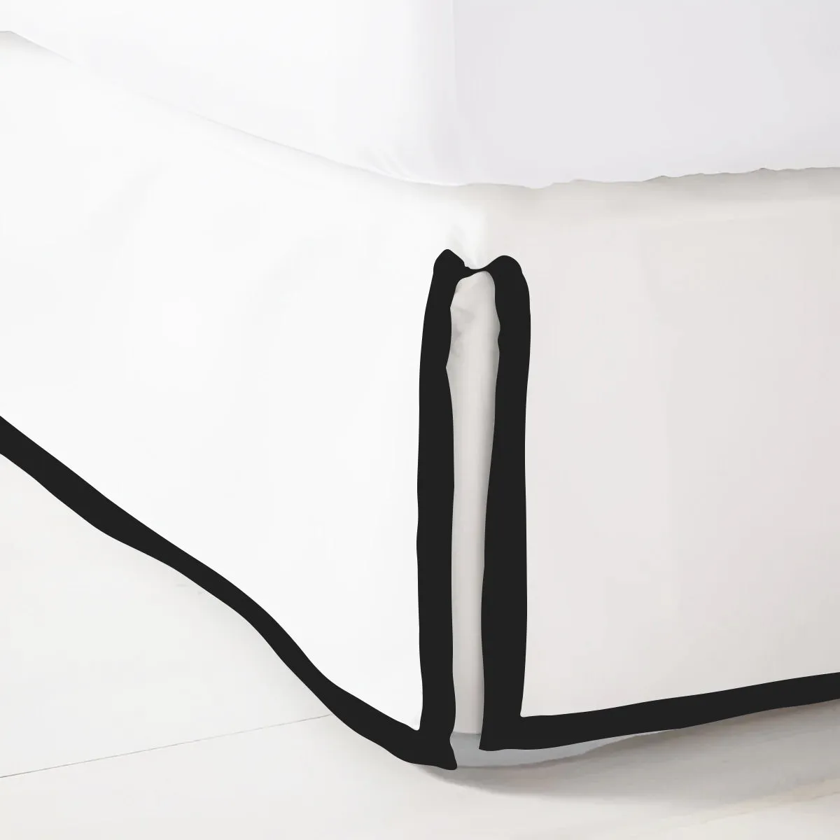 400TC Sateen Solid Cotton Border Frame Tailored Bed Skirt