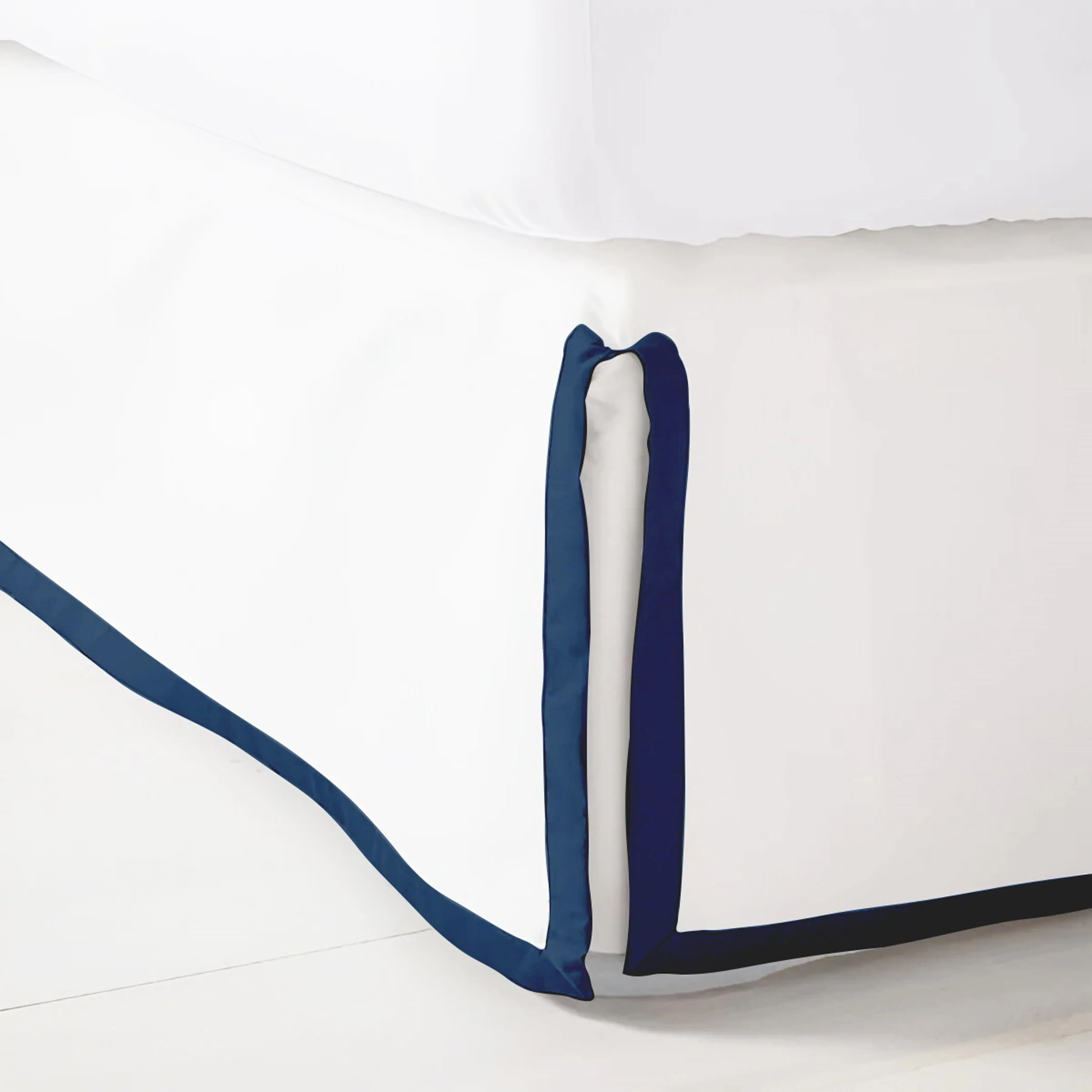 400TC Sateen Solid Cotton Border Frame Tailored Bed Skirt