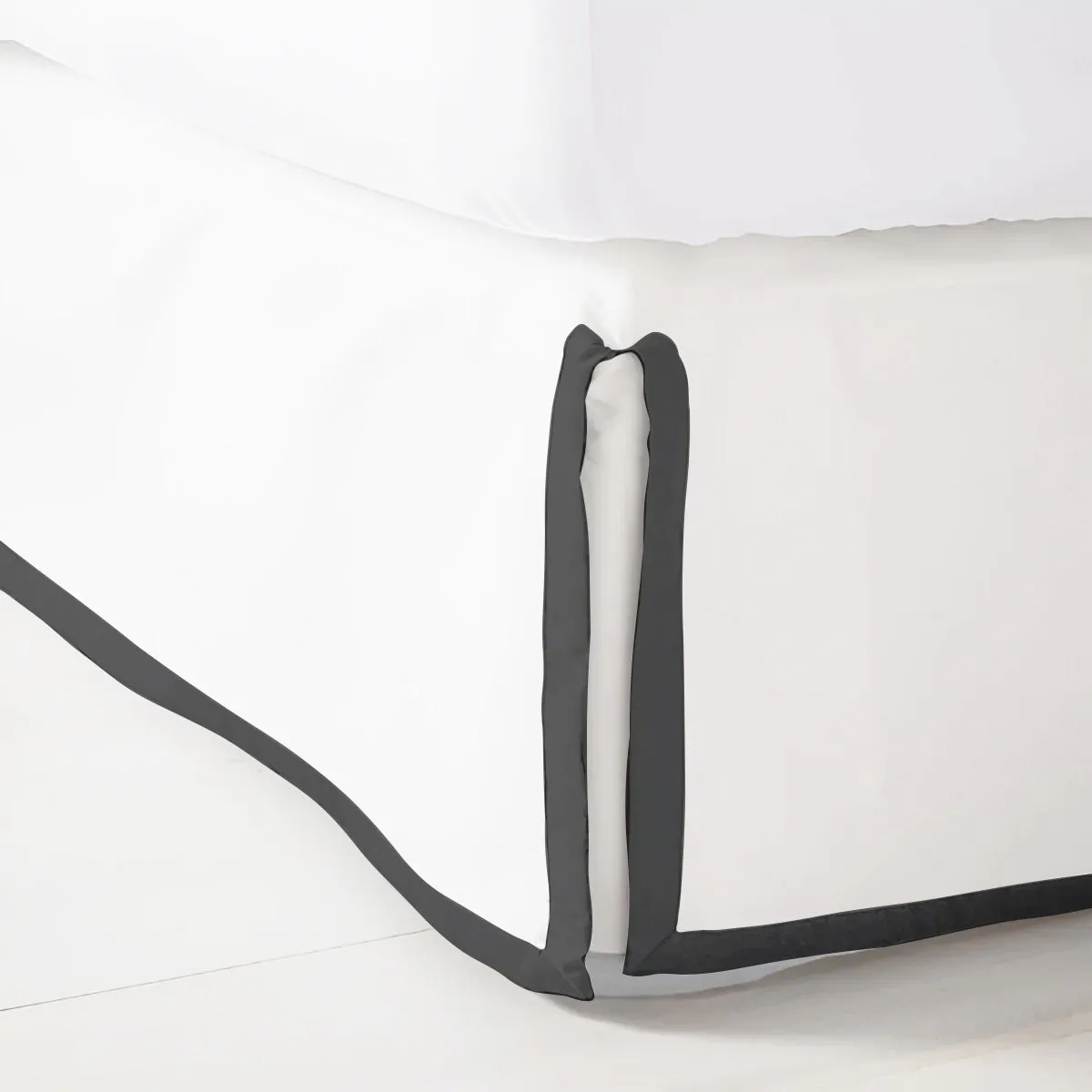400TC Sateen Solid Cotton Border Frame Tailored Bed Skirt
