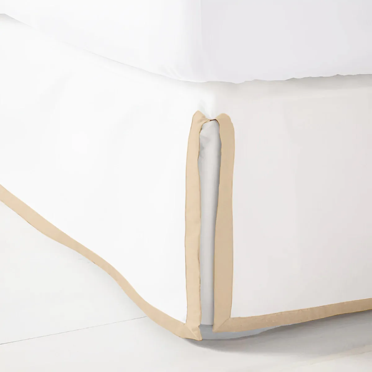 400TC Sateen Solid Cotton Border Frame Tailored Bed Skirt