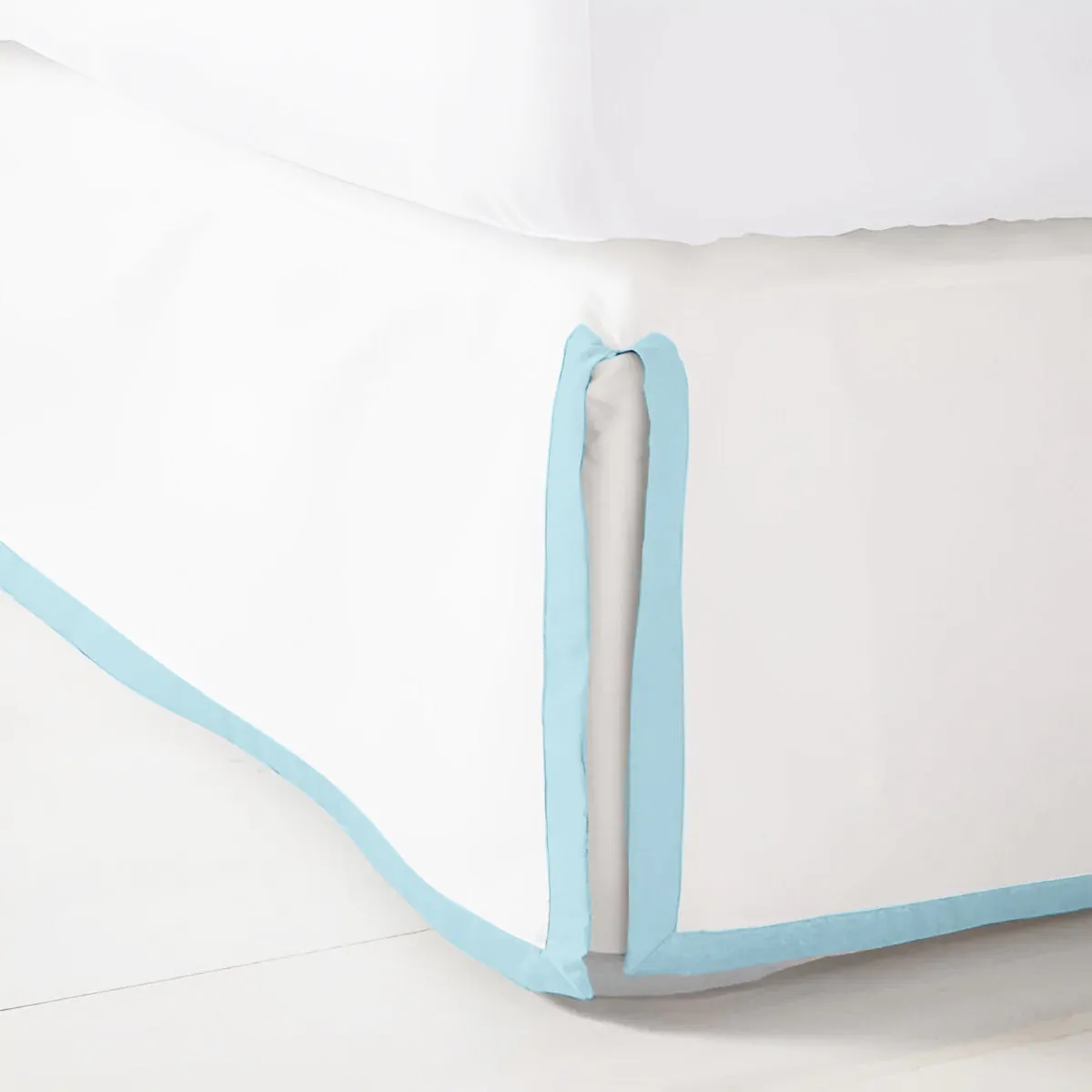 400TC Sateen Solid Cotton Border Frame Tailored Bed Skirt