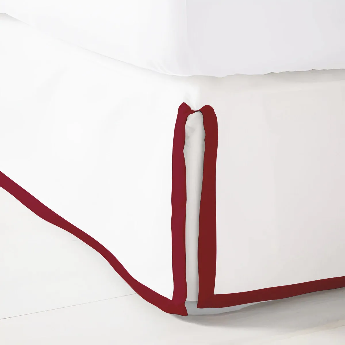 400TC Sateen Solid Cotton Border Frame Tailored Bed Skirt