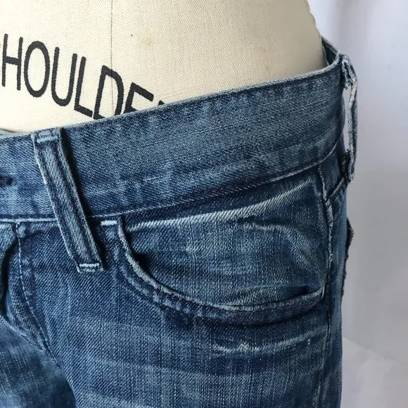 7 For All Mankind Dojo Cropped Wide Leg Jeans blue size 26 denim shorts capri