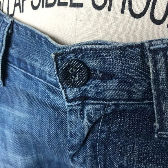 7 For All Mankind Dojo Cropped Wide Leg Jeans blue size 26 denim shorts capri