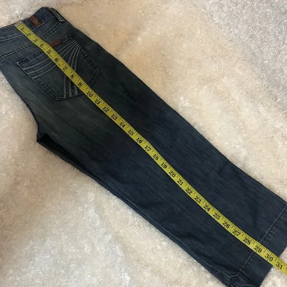 7 For All Mankind Dojo Cropped Wide Leg Jeans blue size 26 denim shorts capri