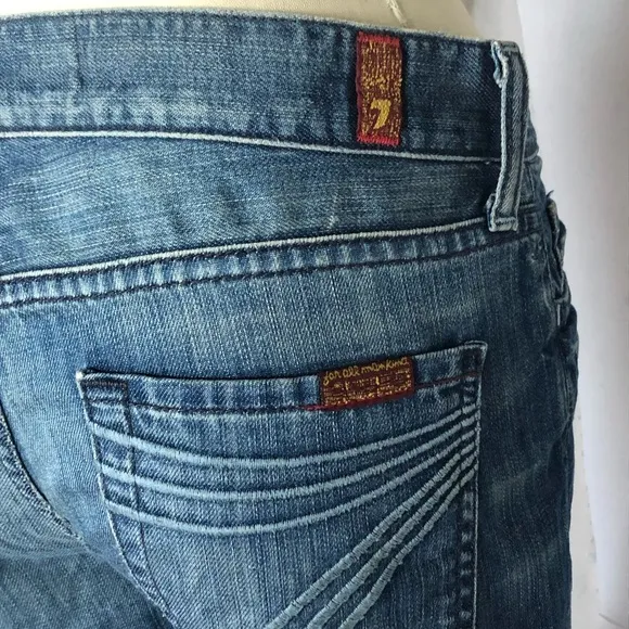 7 For All Mankind Dojo Cropped Wide Leg Jeans blue size 26 denim shorts capri