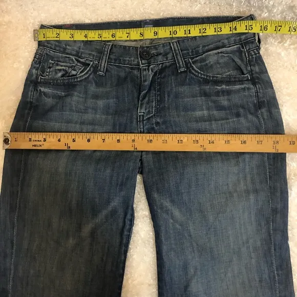 7 For All Mankind Dojo Cropped Wide Leg Jeans blue size 26 denim shorts capri