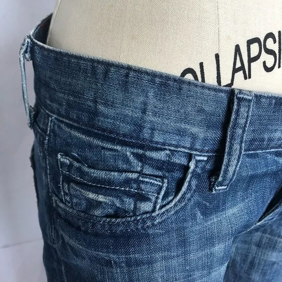 7 For All Mankind Dojo Cropped Wide Leg Jeans blue size 26 denim shorts capri
