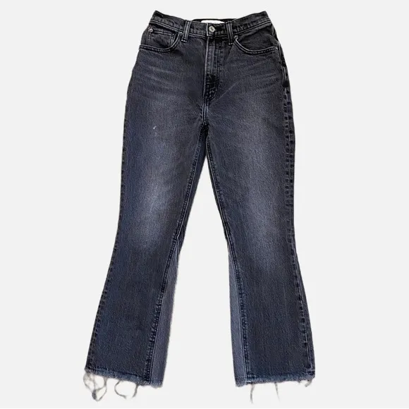 Abercrombie &amp; Fitch Ultra High Rise The Kick FlareJean Crop Black Fray 25/0