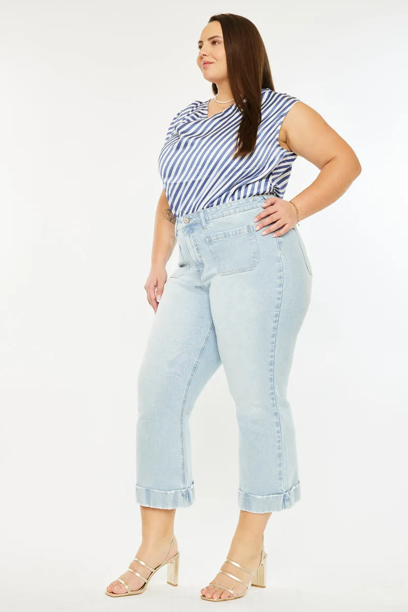 Abigail High Rise Cropped Flare Jeans (Plus size)
