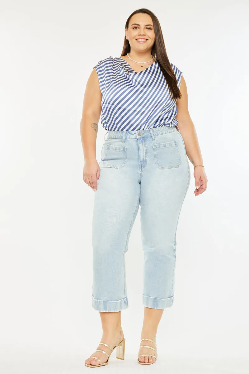 Abigail High Rise Cropped Flare Jeans (Plus size)