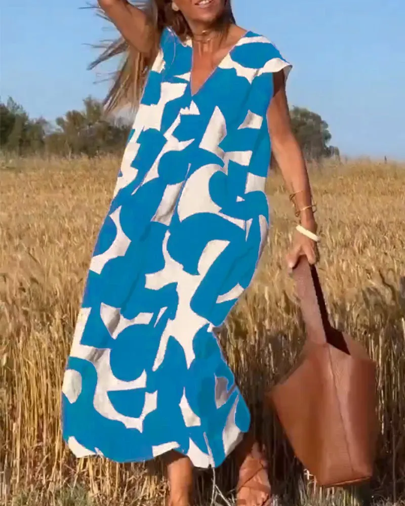 Alhelí® | Elegant V-Neck Print Dress