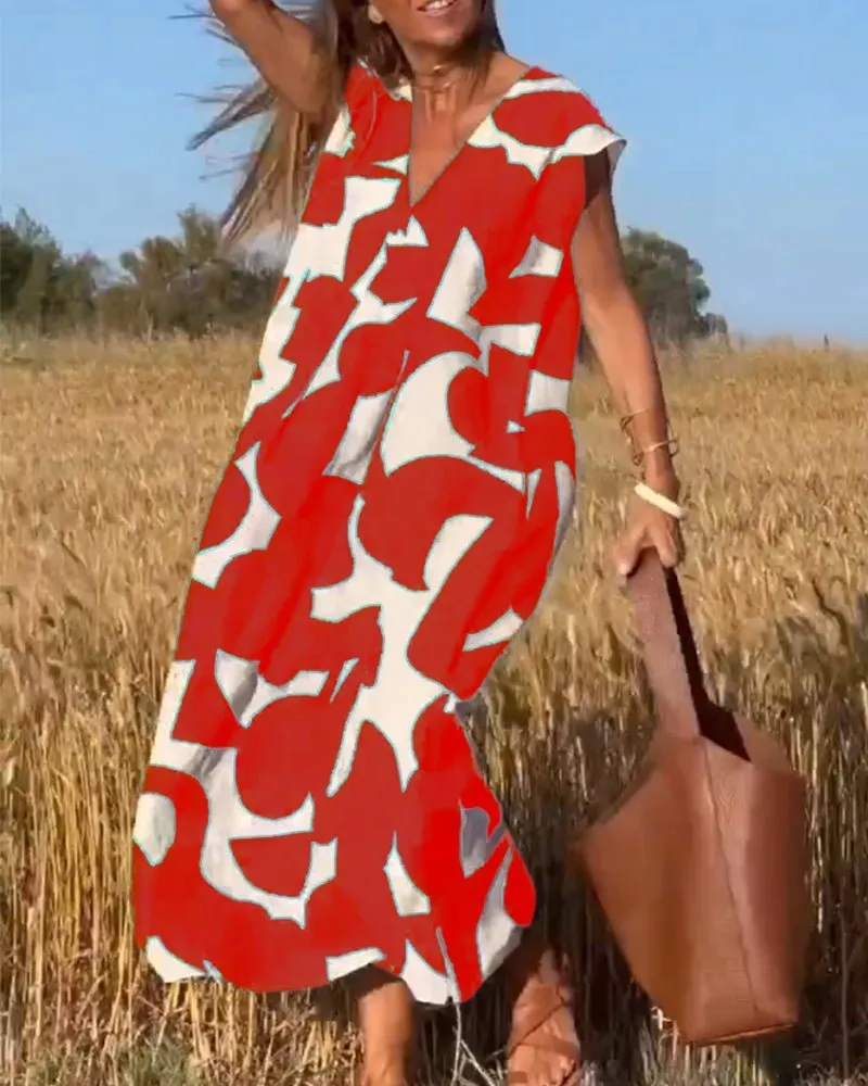 Alhelí® | Elegant V-Neck Print Dress