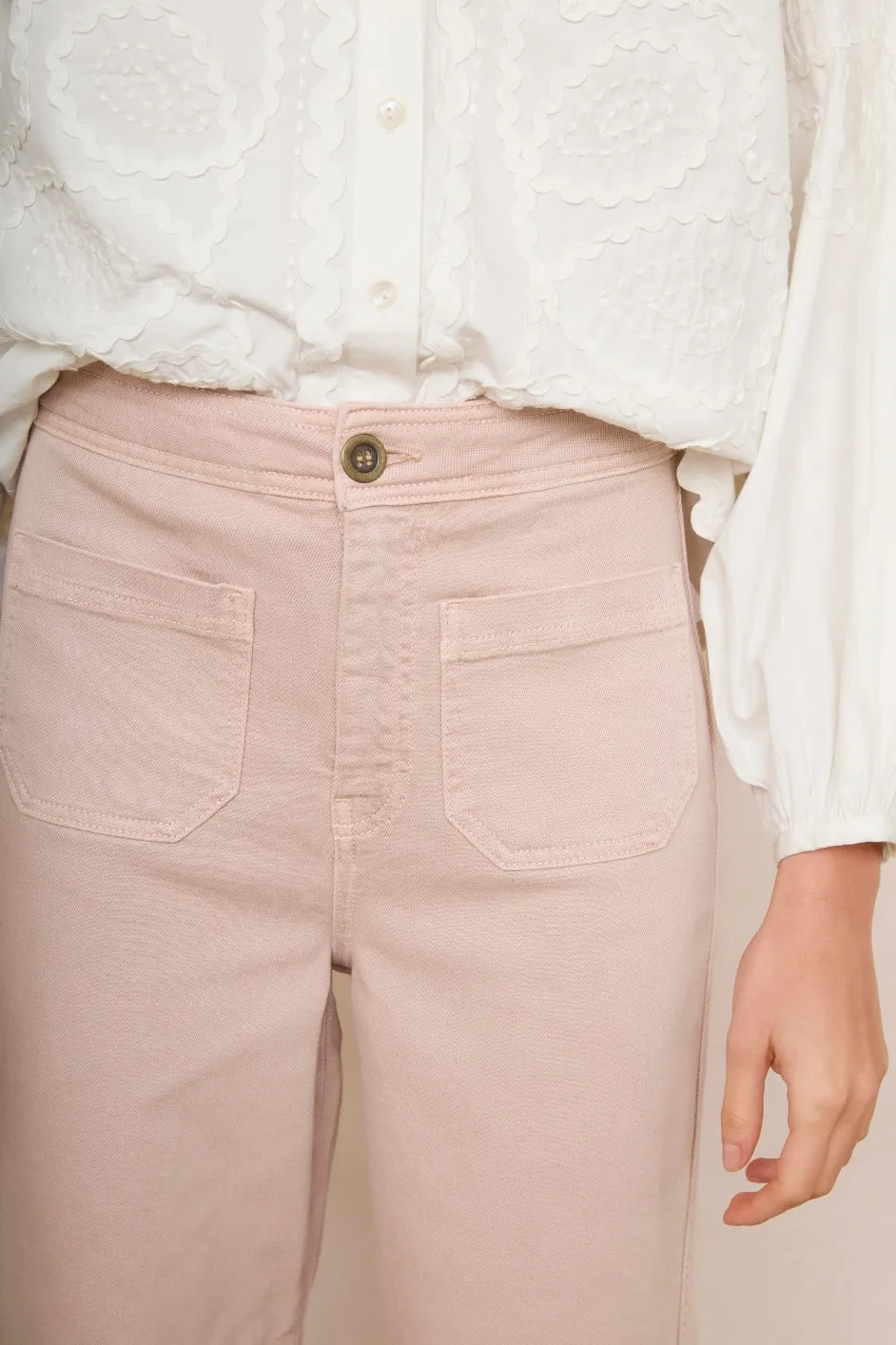 Allie Flare Cropped Jean - Dusky Pink