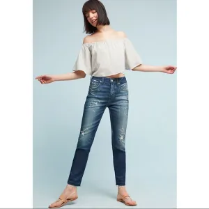 AMO High Rise Babe Cropped Jeans In Into The Blue
